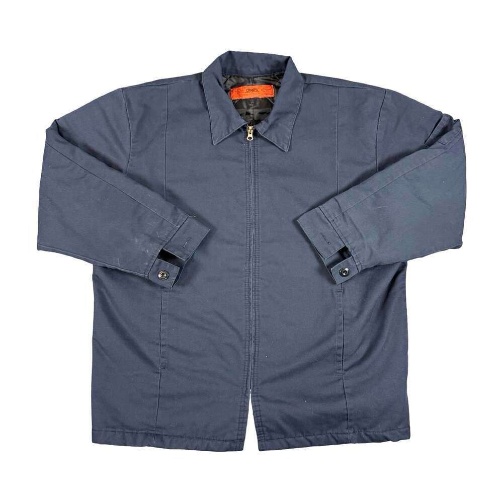 Vintage Cintas Work Jacket Insulated Full Zip Navy Blue Size L